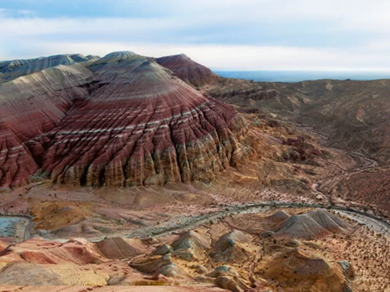 Close-up of the Singing Dune ridge in Altyn Emel National Park